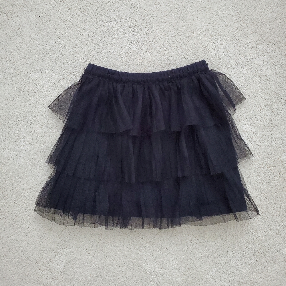 Hanna Andersson Girls Black Tiered Tulle Party Skirt sz4/100cm